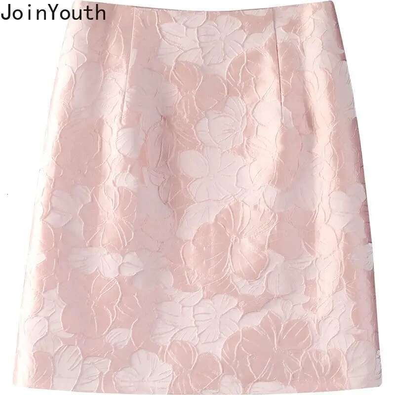 Jacquard Skirt for Women 2025 Faldas Mujer De Moda High Waist Tunic Pink Jupe Fashion Korean Saia Vintage Bodycon Mini Skirts