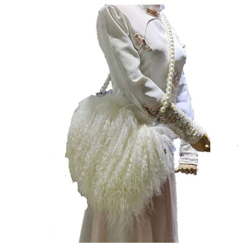 High Quality Soft Real Fur Pearl Chain Shoulder For Women Designer Purses And Handbags Women's Party Clutch Crossbody Bag Hi