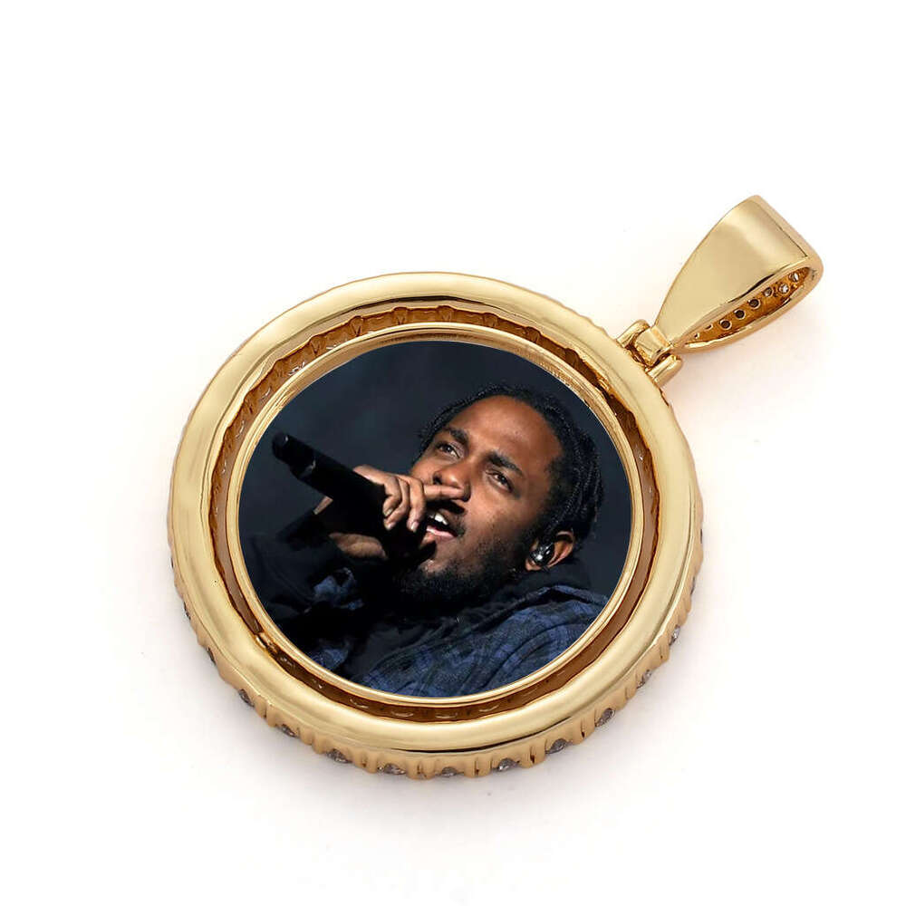 Necklace for Men Round Frame Rotatable Double-Sided Photo Pendant Commemorative Personalized Hip-Hop Jewelry c1ff