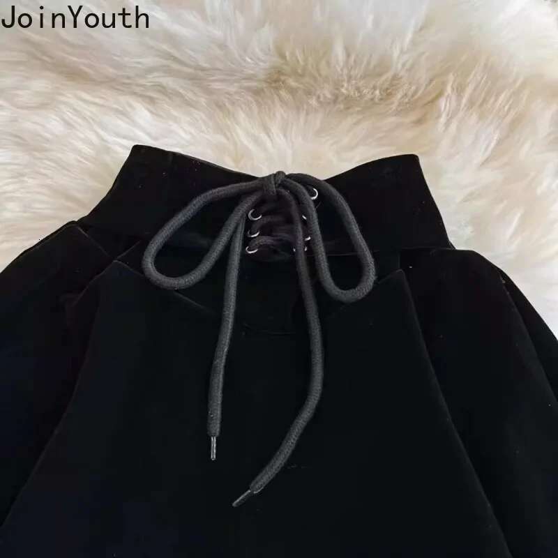 High Waist Black Women Shorts 2025 New Bottoms Bandage Fashion Sweet Black Booty Shorts Cute Velvet Pantalones Cortos De Mujer