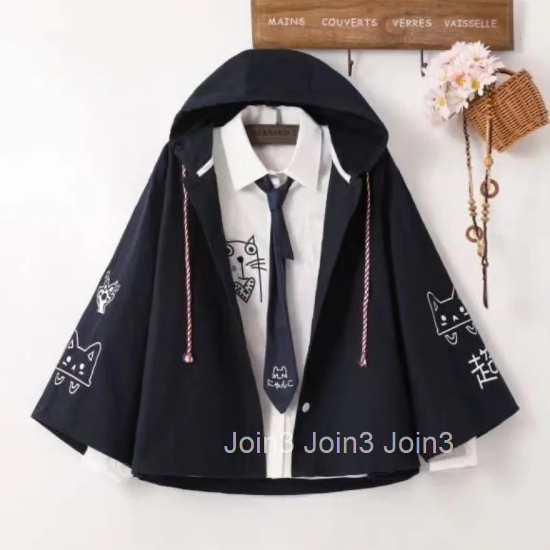 Streetwear Japanese Jackets for Women Cat Print Hooded Zipper Oversized Outwear Casual Fashion Cute Y2k Coats 2025 Ropa Mujer
