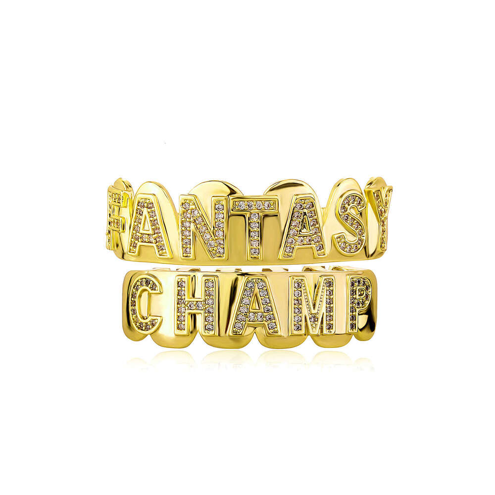 2023 New Hip-Hop Full Dia Zircon English Letter Gold-Plated Smooth Bracelet Personality Trendy Jewelry