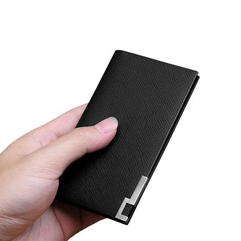 New Mens Wallet Ultra thin 100% Genuine Leather Mini Card Holder Men bi-fold Purse Can Hold Drivers License High quality Z250621