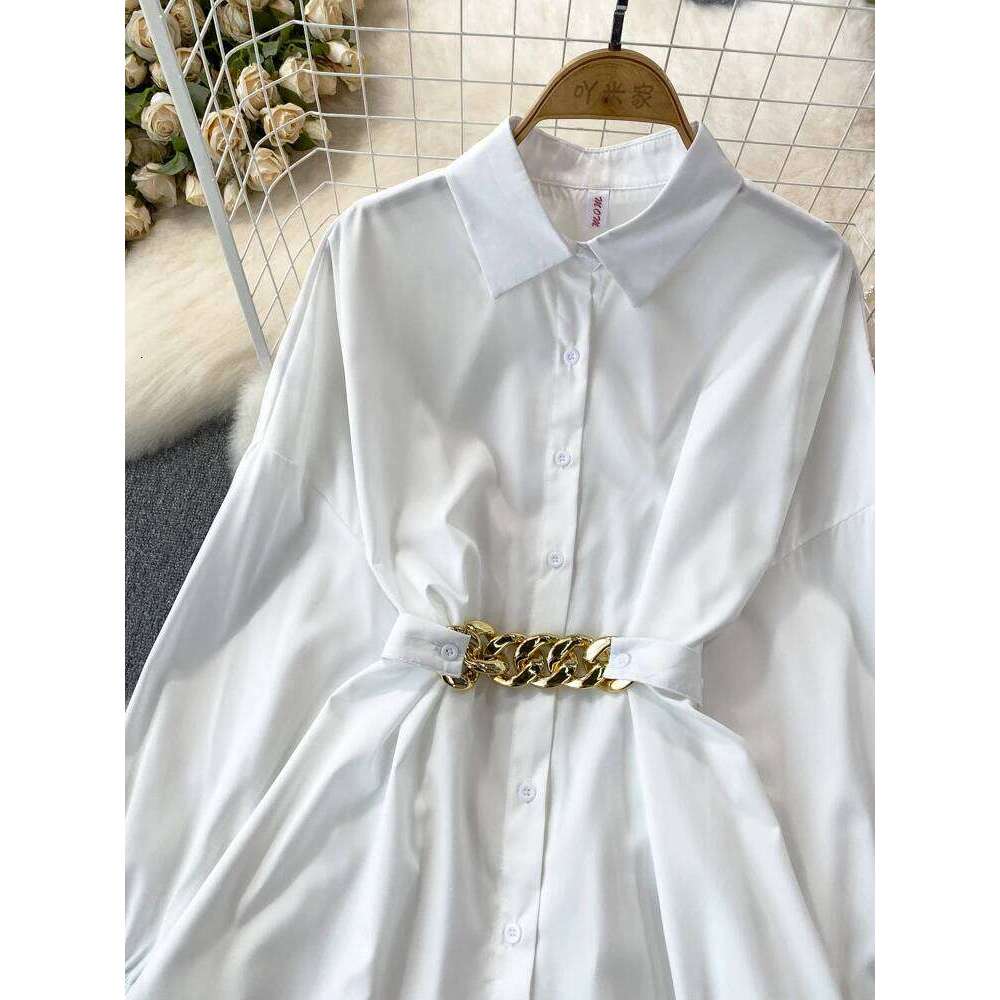 New Hong Kong Style Retro Chic Loose Tie Up Single Breasted Shirt For Spring Autumn Women's Casual Blouse Top A76