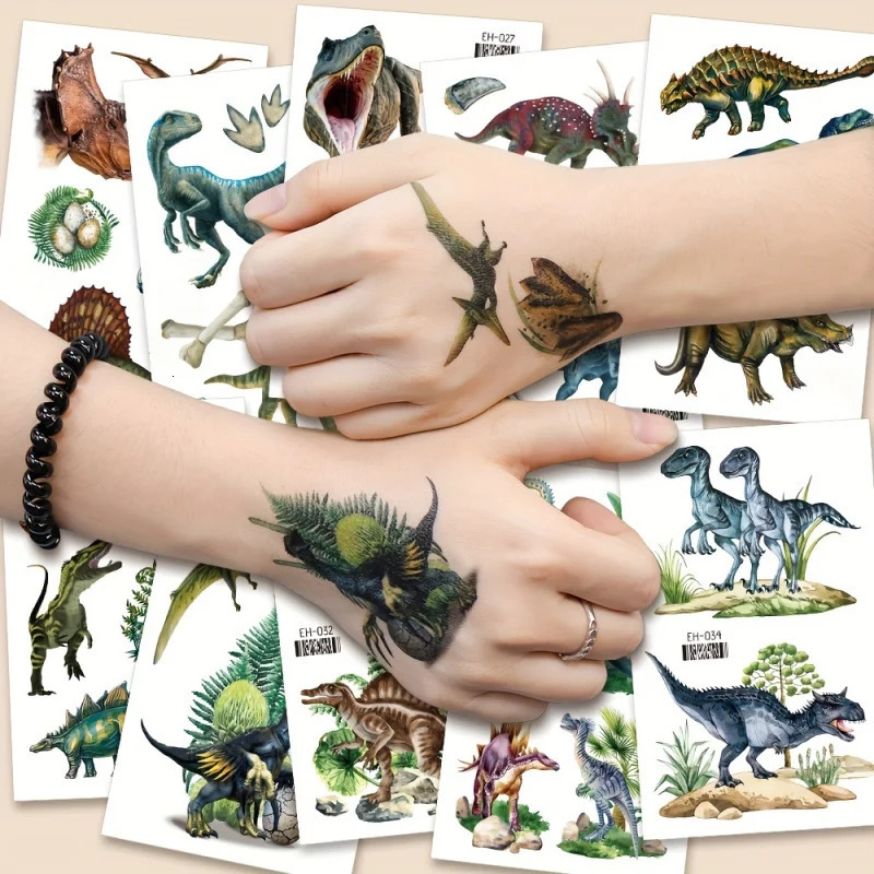 12 Zhang 3D Color Dinosaur Temporary Tattoo Sticker Realistic Various Dinosaur Patterns Waterproof and durable25Days 250619