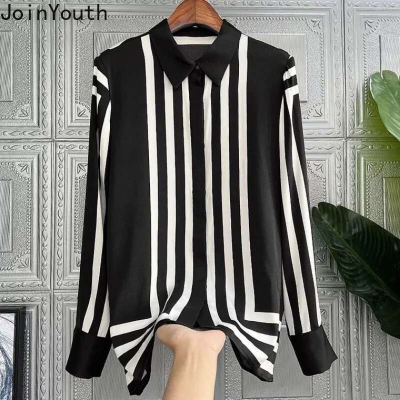 2025 Blusas Mujer De Moda Vintage Women Blouese Turndown Collar Long Sleeve Shirts Loose Striped Korean Chic Blouse Tops 27y557