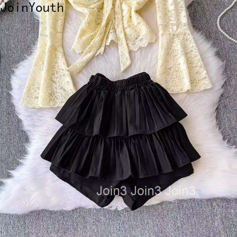 Shorts Outfits Women Clothing Two Piece Sets Slash Neck Flare Sleeve Lace Shirt High Waist Ruffles Shorts Suit Fashion Sexy Set