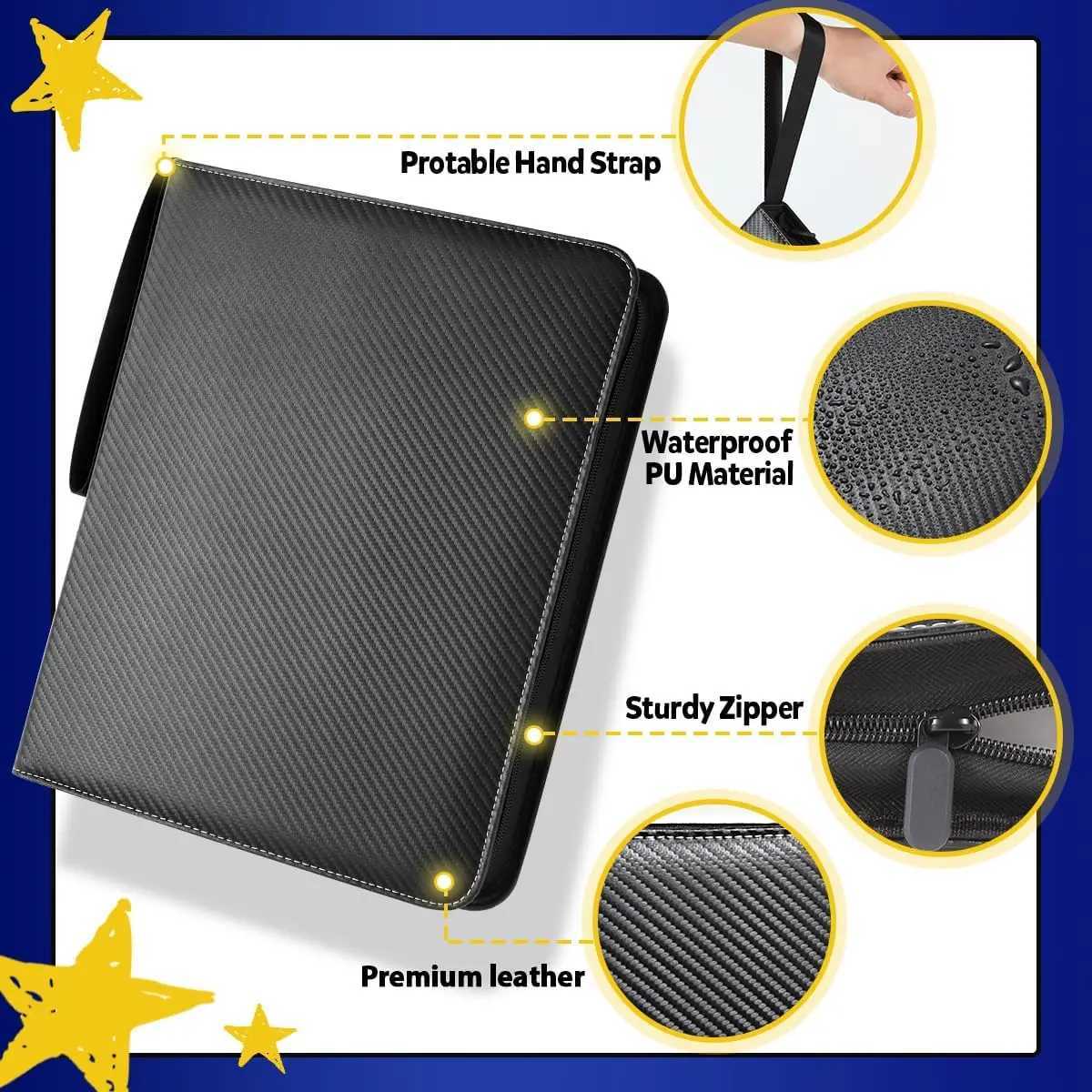 900 Pockets Card Binder Sleeves with Zipper Double Sided Pockets Card Holder Carry Card Case for TCG CCG Card Storage (Black) Z250621