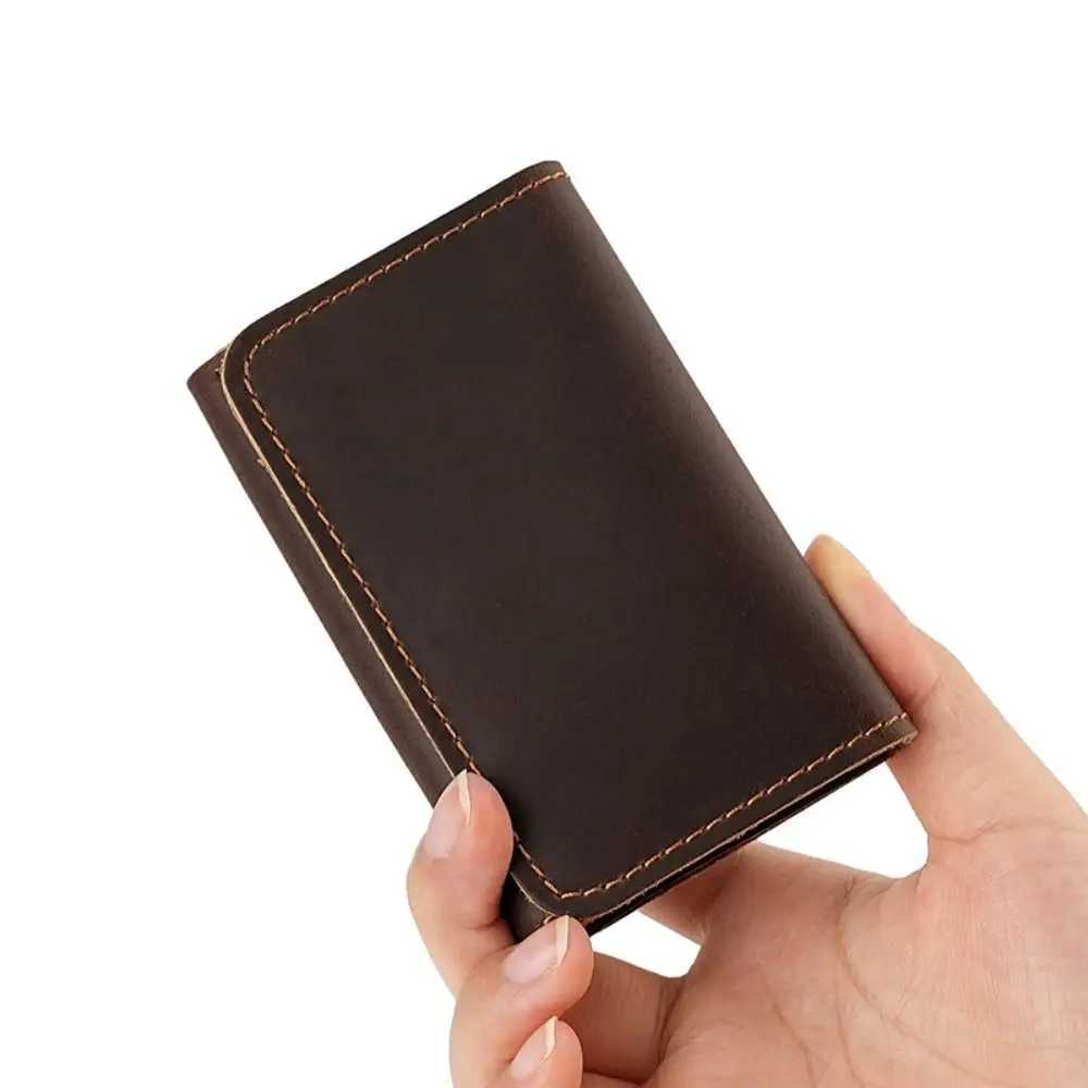Leather PU Cowhide Short Wallet Small Solid Color Card Holders Clutch Coin Purse Korean Style Men Short Wallet Business Z250621