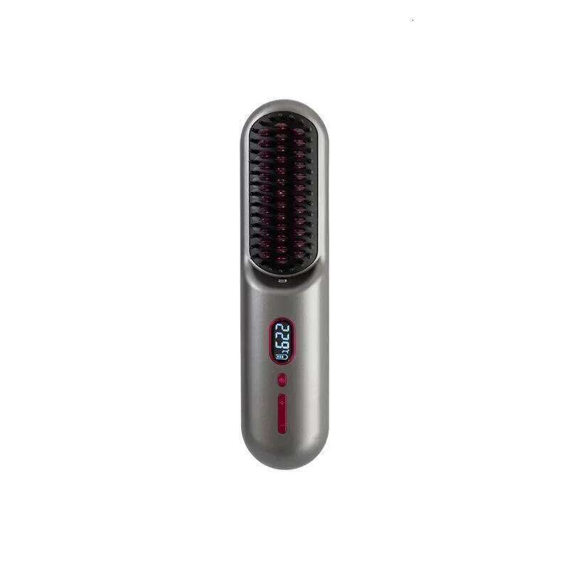 New Portable USB Charge Straightening LED Electric Brushes Cordless Hair Straightener Brush Negative Ions Hot Comb