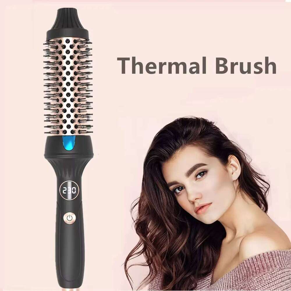 Pro Ionic Heated Dual Voltage Thermal Round 3 in 1 Hair Straightener Hot Air Brush Curler