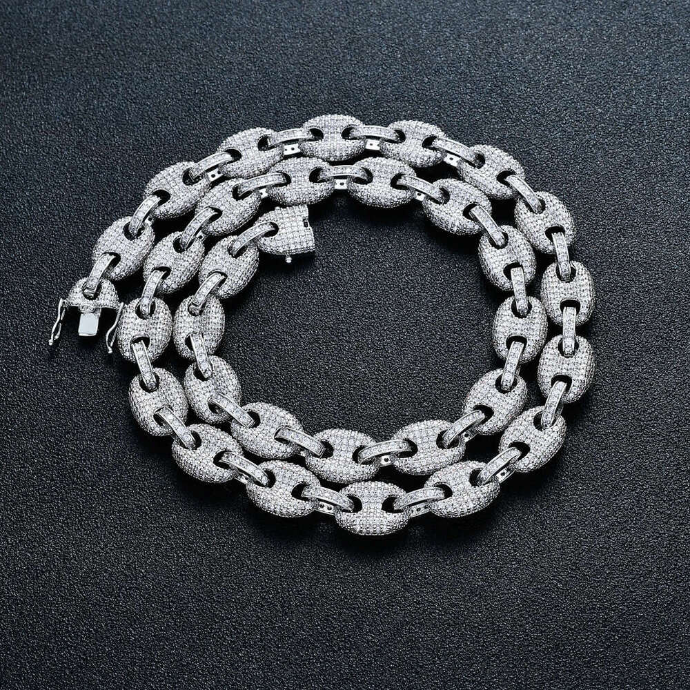 Men's Pig Nose Chain Coffee Bean Button Necklace 12mm Hip Hop Accessories 9076