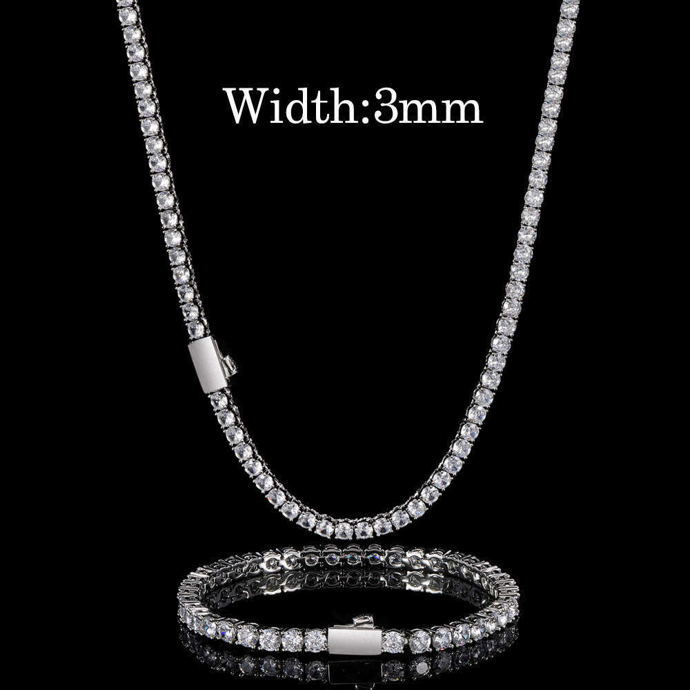 Jewelry Spring Clasp Tennis Chain Hip-Hop Necklace Trendy Brand Single Row Zircon Bracelet Accessories 9806