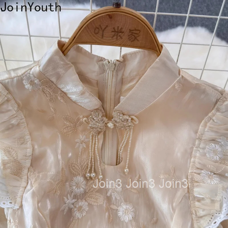 Vintage Womens Dress Heavy Beading Embroidery Vestidos Mujer Temperament Flying Sleeve Robe Femme Chic Beading Summer Dresses