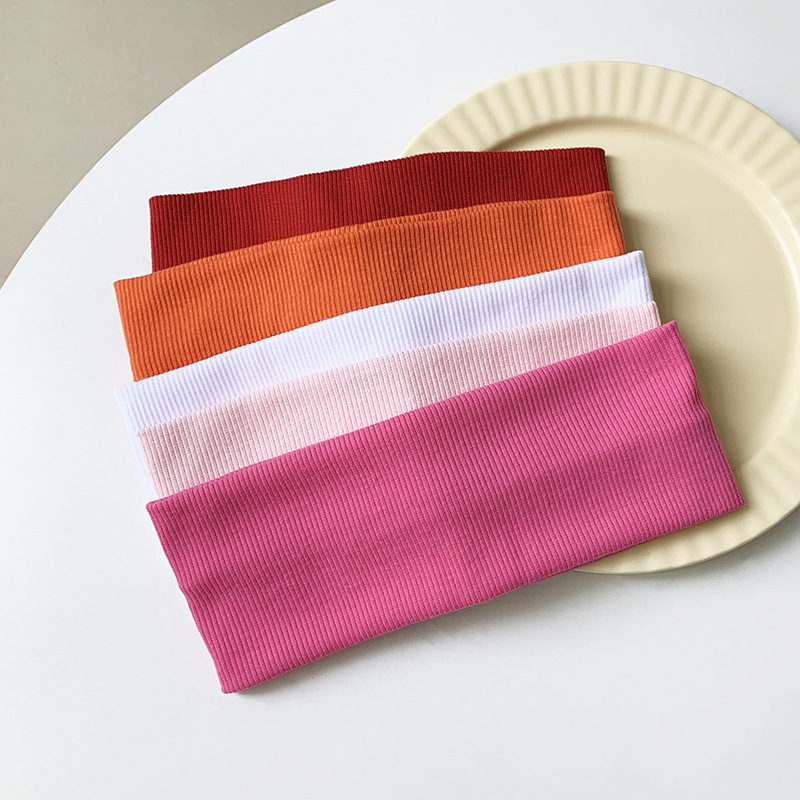 5PC Sports Cycling Hairbands Wash Face Cotton Knitted Headband For Women Hair Color Hairband Knitted Elastic Sports Yoga Headband Girls Hair Band Hair