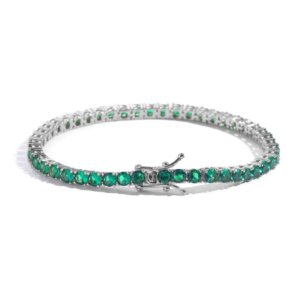 4mm Green Zircon Simple Personality Unisex Tennis Chain Hip Hop Necklace 4456