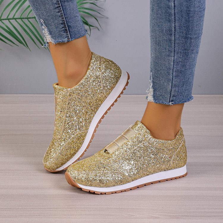 Luxury Brand Designer Shoes Sandals European And American Export Plus Size 2023 Winter New Sequin Cloth Shoes Sports Casual Women's Shoes Shallow