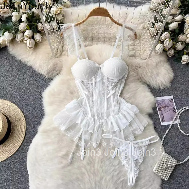 Summer Sexy Dress Suit 2 Piece Sets Korean Womens Clothing Tunci Ruffles Slim Waist Dresses Sexy Shorts Outfits Roupas Femme