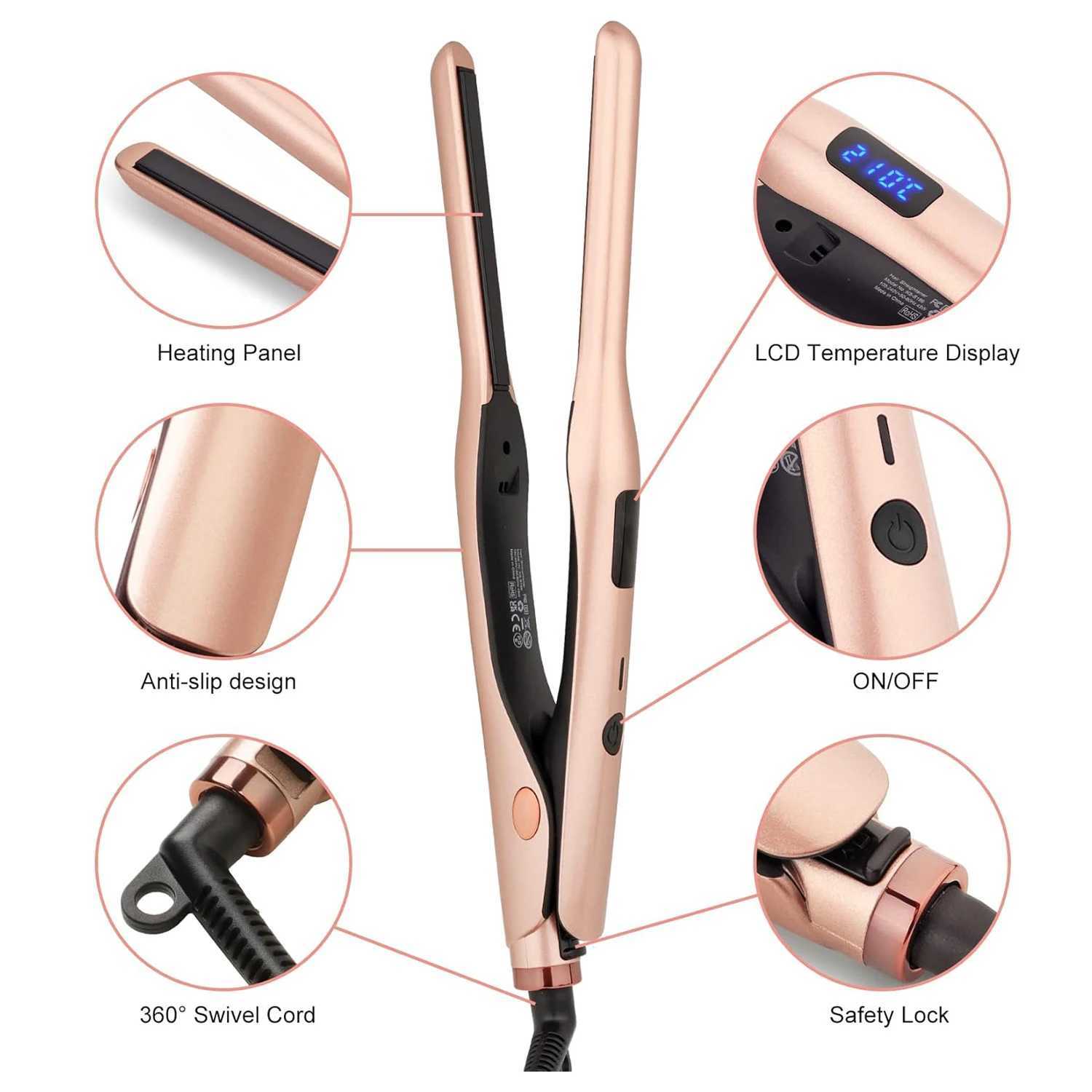 Mini Hair Straightener Pencil Straightener for Short Hair Beard and Pixies Straight or Tight Curler Adjustable TemperatureXJ250621