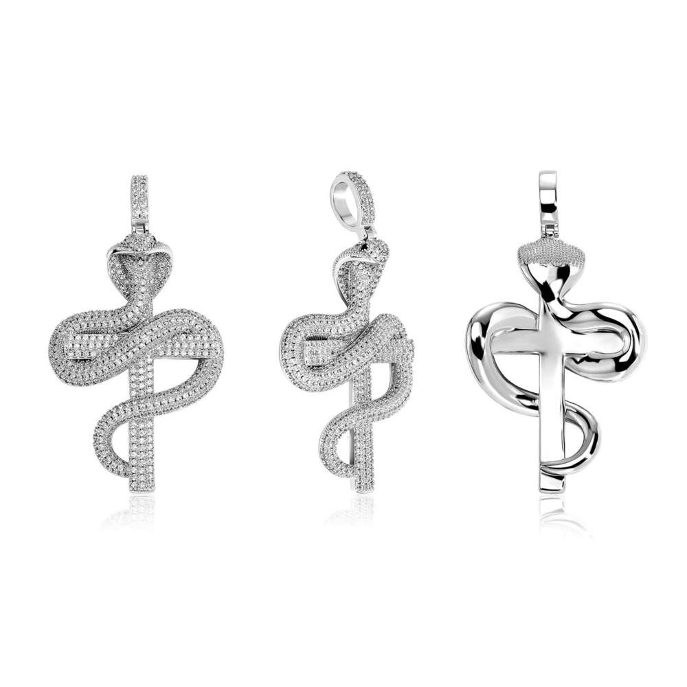 Unique Animal Pendant Simple Metal Texture Cobra Cross Necklace Jewelry