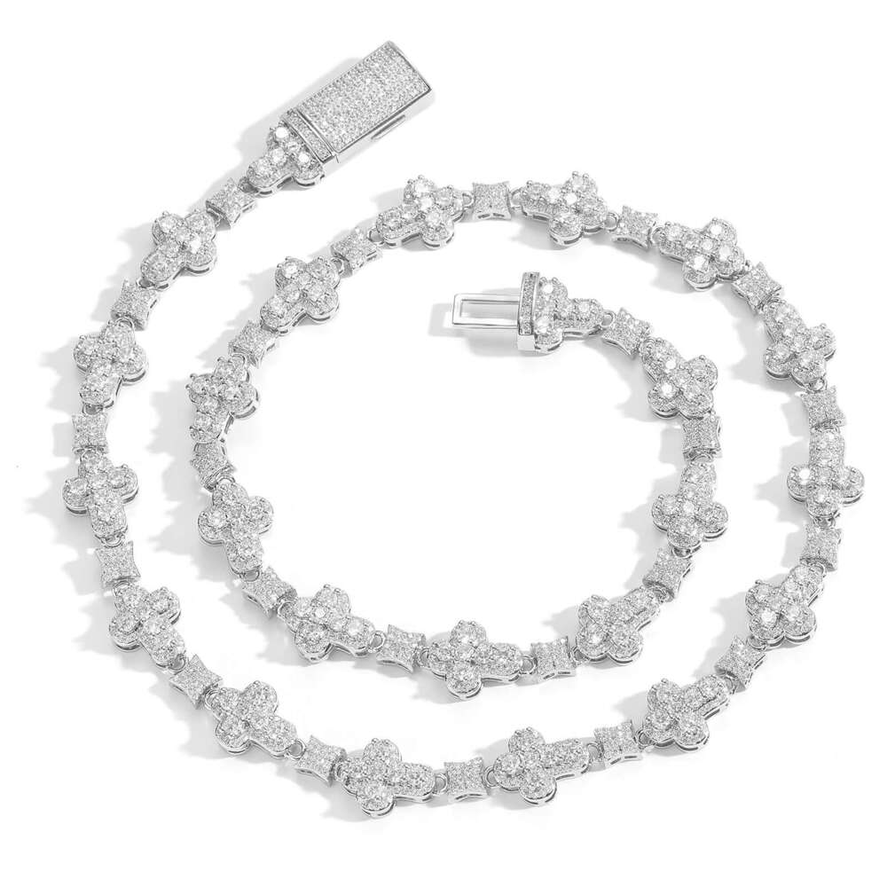 Personality Hip-Hop 10mm Cross Full Zircon Necklace Unisex Trendy Niche Jewelry 294f