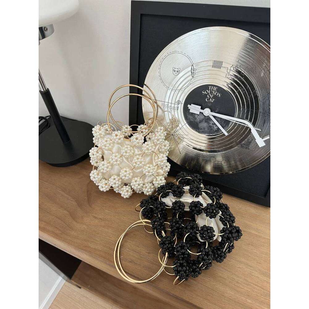 Designer Bag Pearl Handbag Flower Bucket Bag Women Handmade Clear Beading Evening Clutch Purses And Handbags Ladies Messenger Bags Dinner
