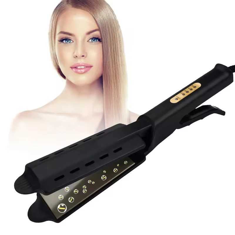 Hot Comb Straightener Wide Plate Ionic Flat Iron Professional Steam Hair Straightener with Adjustable TemperatureXJ250621