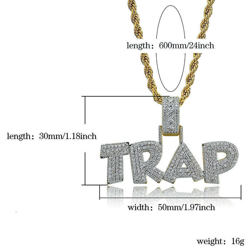 Hip Hop Personality Rap TRAP Style Pendant Micro Paved Zircon Unisex Ins Trendy Accessories