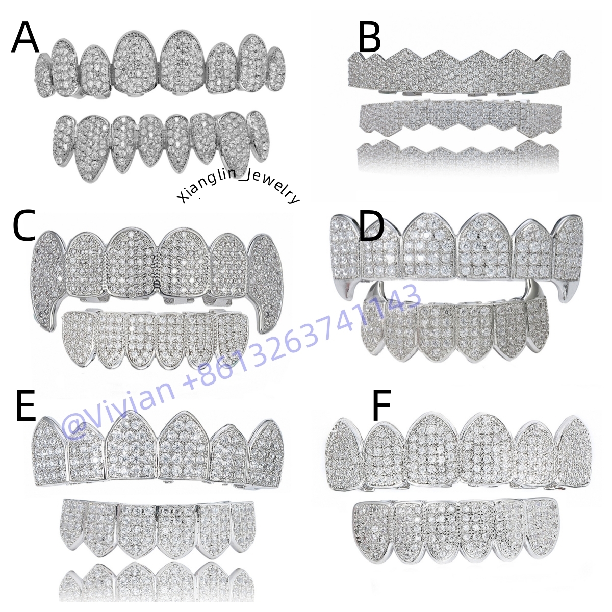 Lifeng Jewelry Custom VVS Moissanite Hip Hop Grillz Iced Out Deep Perm Cut Diamond Rapper Grillz
