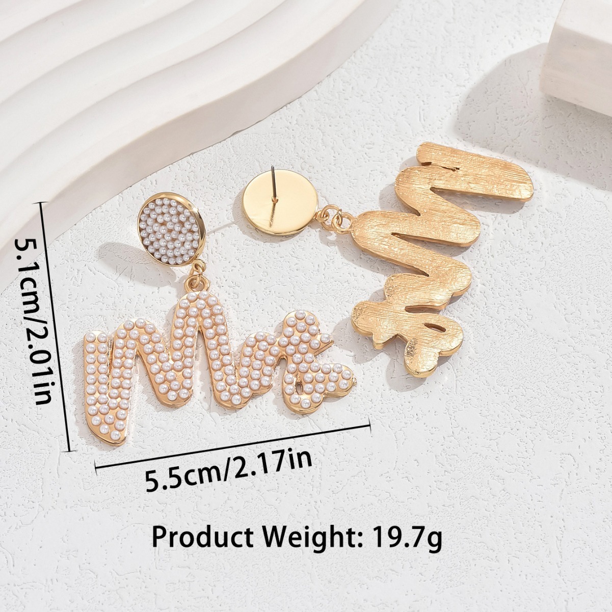 Sweet Co Girl Style Inlaid With Pearls Studs Personality English Letter Design Earrings