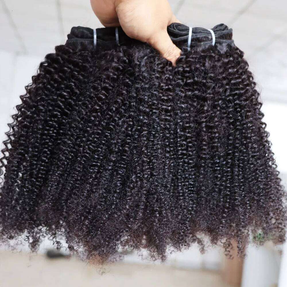 Afro Kinky Curly Weft 100% Extensions 3B 3C Natural Black Curls Virgin Remy Indian Human Hair Bundles Weave Weaving