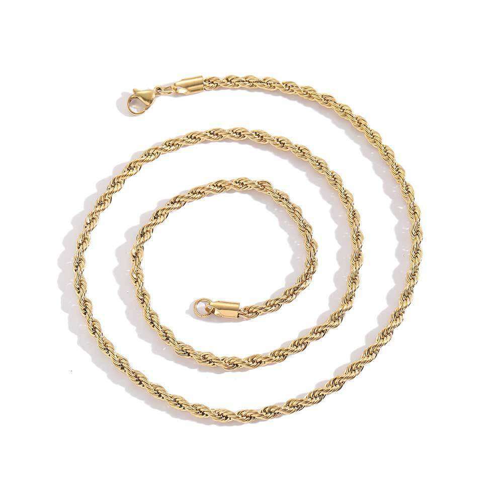 Stainless Twist Chain Men's Women's Jewelry Gold Titanium Steel Necklace fbff