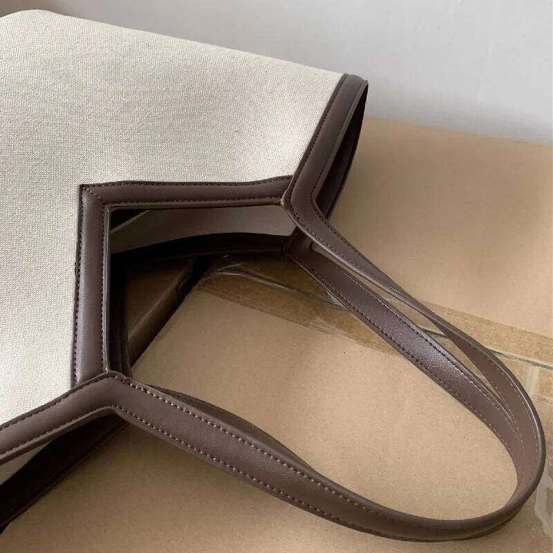 2025 Fashion Versatile PU Canvas Bucket Shoulder and Crossbody Bags Simple Casual Sense of Retro Handbags for Women