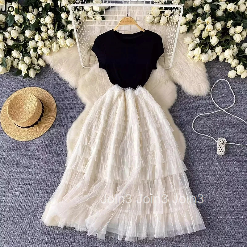 Sweet Ruffles Gauze Dress for Women Slim Waist Short Sleeve Tunic Robe Femme 2025 Vestidos De Mujer Fashion Summer Maxi Dresses