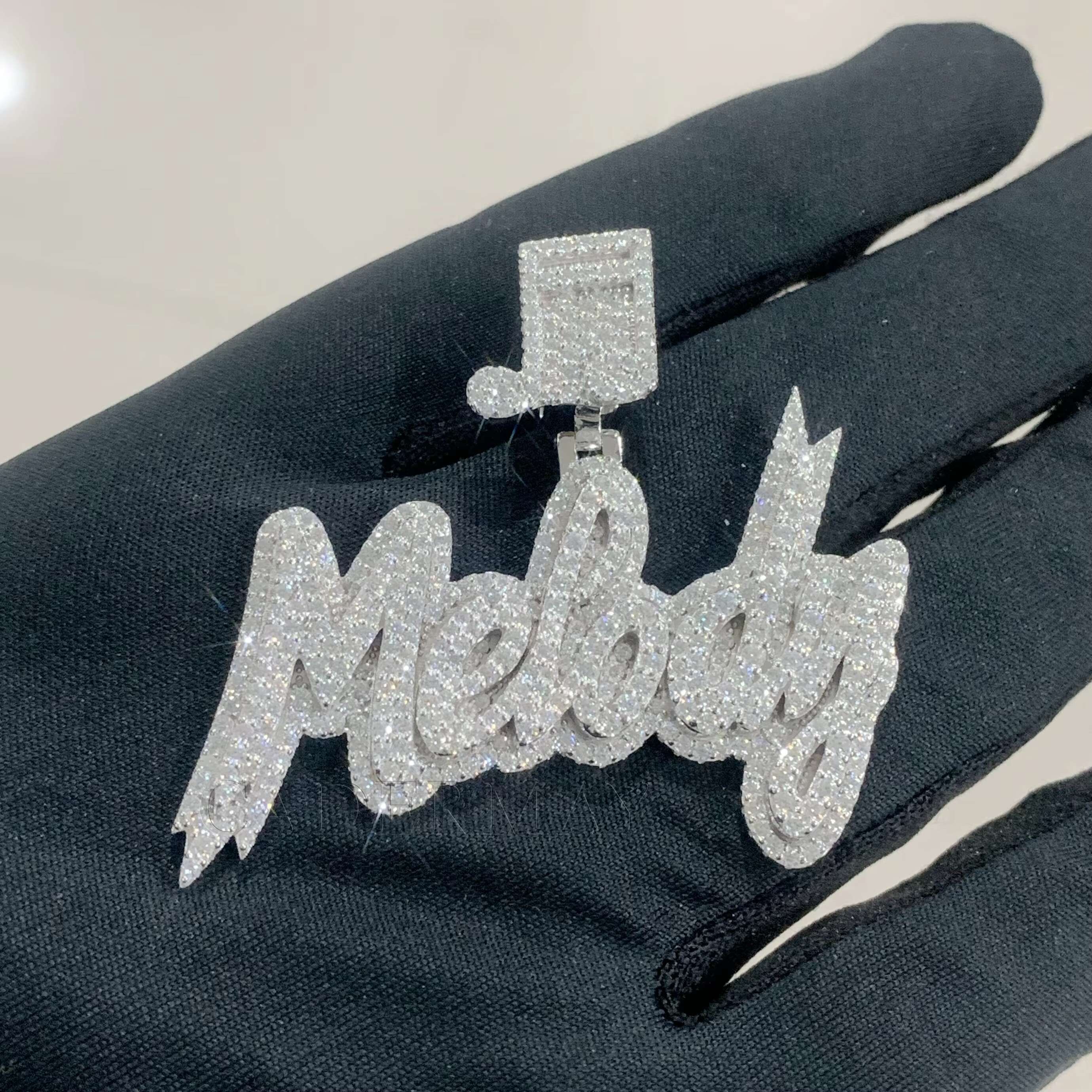 Hiphop 1.5in Moissanite Initial Pendant S925 Iced Out VVS Moissanite Diamond Letter Pendant Bling Rapper Moissanite Name Pendant