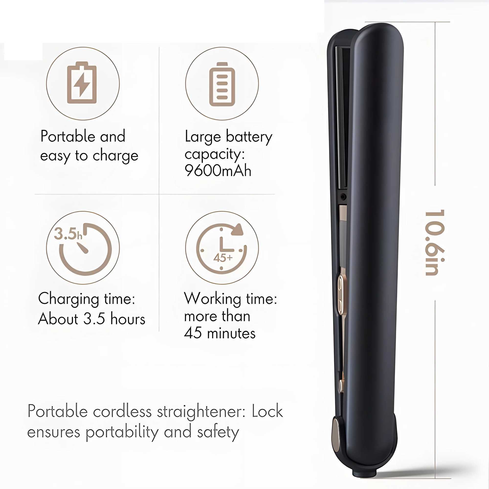 2 in 1 Portable Type-C Hair Straightener Curler Wireless and Rechargeable Perfect for Travel Dorms Unique Gift IdeaXJ250621