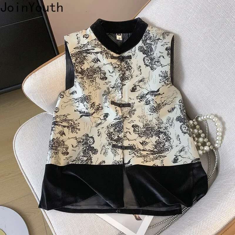 Chinese Style Vintage Vest Women Clothingh Sleeveless O-neck Coat Heavy Embroidery Loose Tanks Waistcoat Chalecos Para Mujer