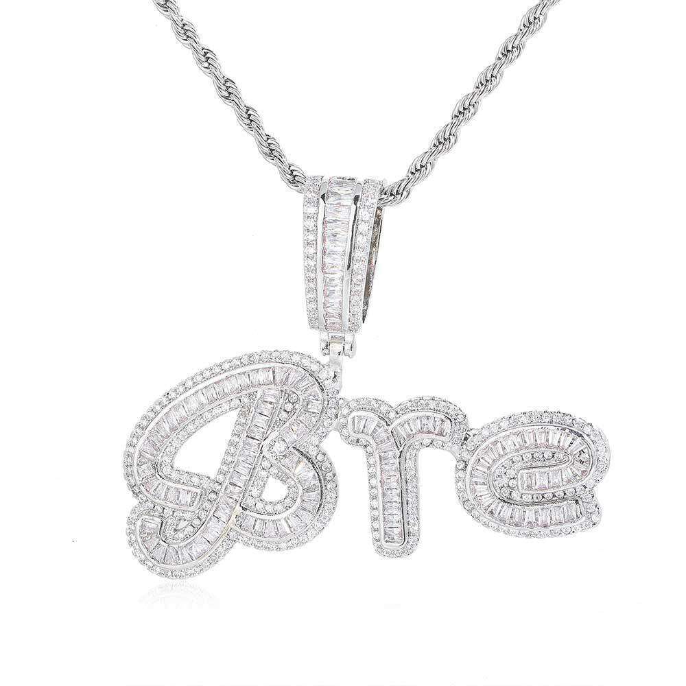 Hip Hop Upper and Lower Case Ladder Square Signature Letter Splicing Combination Pendant Creative Zircon Jewelry Unisex Sweater Chain 25fe