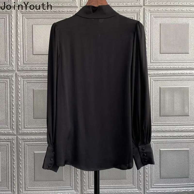Camisas De Mujer Long Sleeve Stand Blouses for Women Vintage Temperament Oversized Tops Solid Color Fashion Korean Shirts 27r883