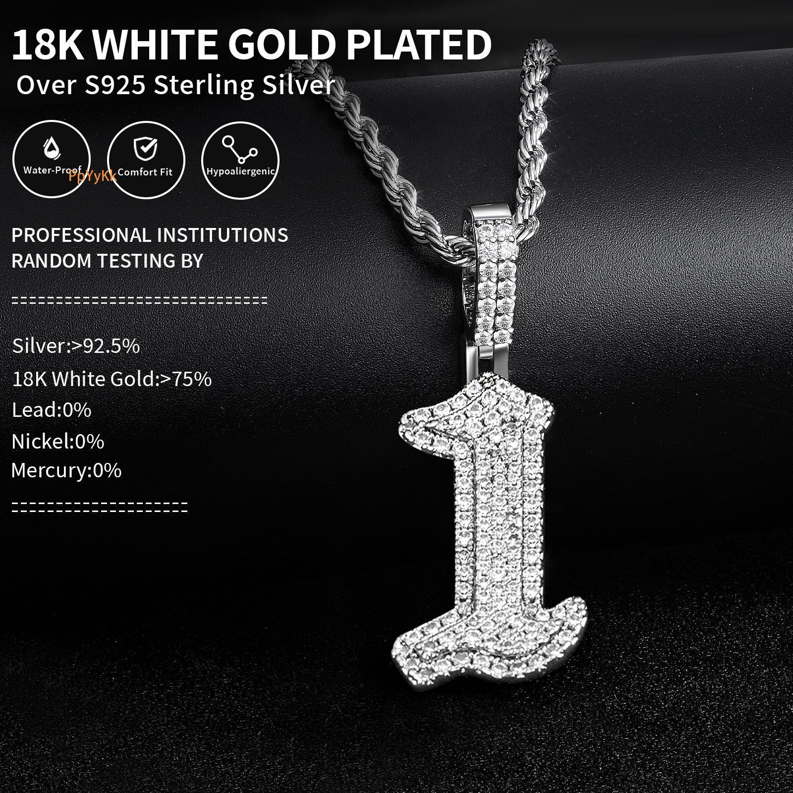 Lucky Number Full Iced Out Hip Hop Personalized Letter Moissanite Elegant Fashion Trendy Statement Necklace