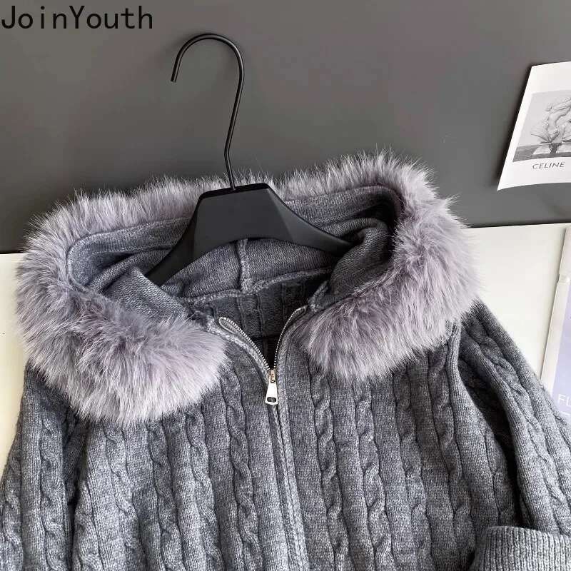 Korean Two Piece Sets 2025 Women Clothing Hooded Ribbed Cropped Cardigan High Waist Mini Bodycon Skirt Outfits Chic Casual Suit