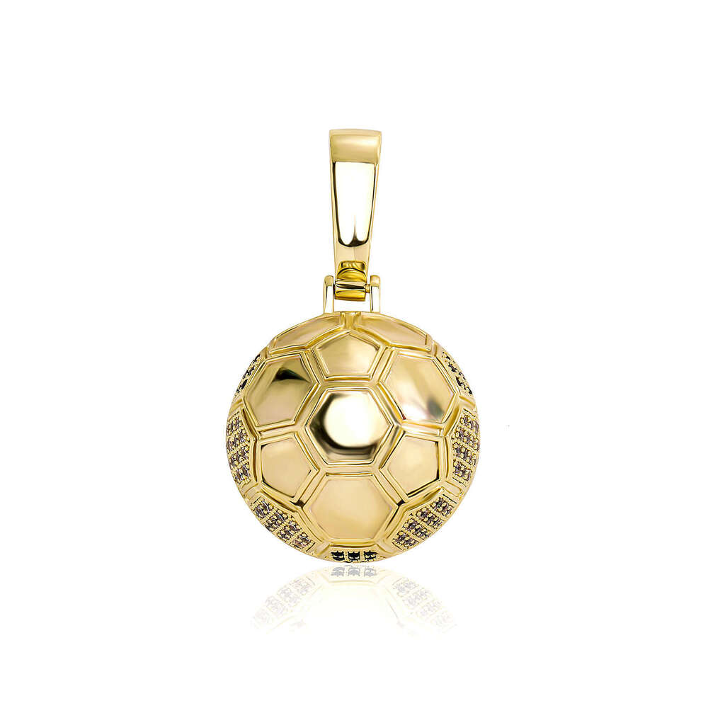 World Cup Soccer Pendant Hip-Hop Sports Style Micro-Paved Zircon Necklace Fan National Flag Color DIY