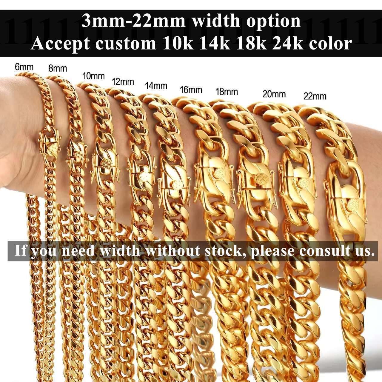 Hip Hop 14k 18k Gold Plated Cuban Curb Link Mens Miami Stainless Steel Jewelry Chain Necklace Cuban Link Chain
