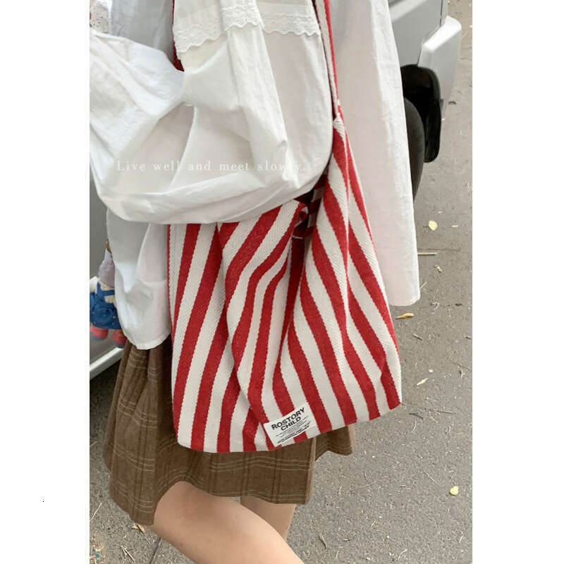 Striped Capacity for Women designer bag Summer 2024 New Korean Style Casual Tote College Shopping Large Bag