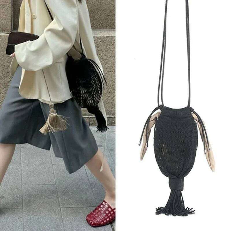 Designer bags 2025 New Tassel Lantern Octopus Net Brand Niche Design Single Shoulder Messenger Fishnet Hollow Woven Bag