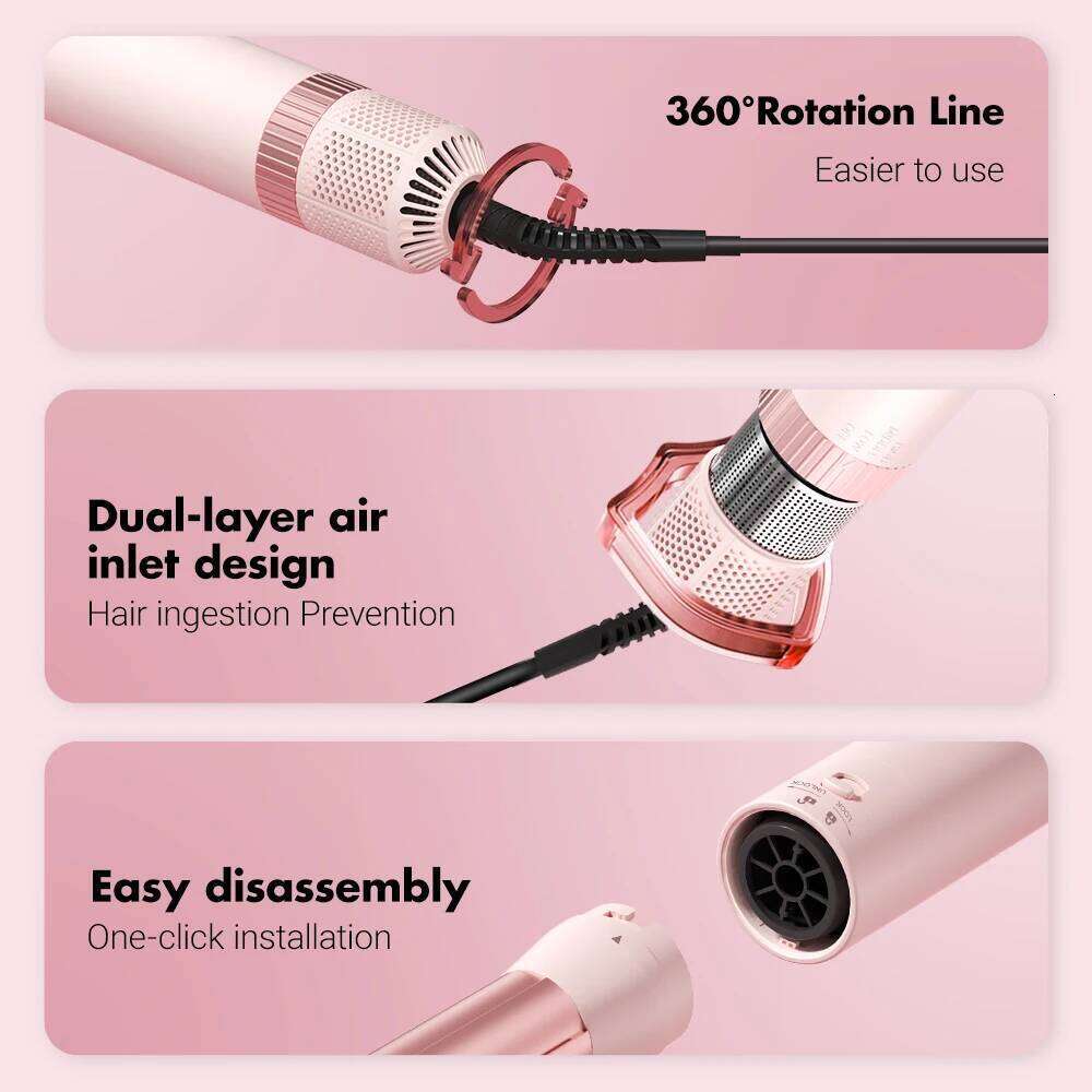 Hair Dryer Brush Detachable 5-In-1 Styling Drying System, Fast Drying, Curl Smoothing And Styling, Automatic Curling Iron
