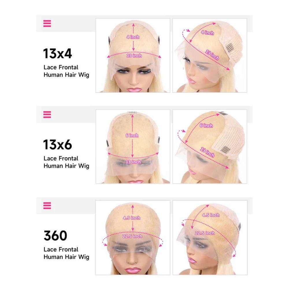 38 Inches 250 Density 360 Straight Frontal Wig 13x4 13x6 Blonde 613 Lace Front Human Hair Wigs For Women