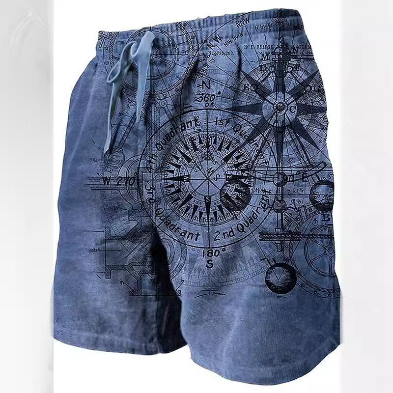 Free Shipping Designer Beach Pants2025 New European And American 3D Print Casual Retro Plaid Hawaiian Vacation Beach Pants Loose Shorts For Men