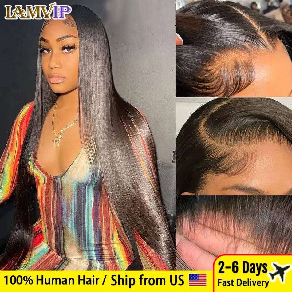 36 Inch 250% 13x4 13x6 Hd Lace Frontal For Black Women 4x4 Closure Human Hair Bone Straight Remy Glueless Preplucked Wig