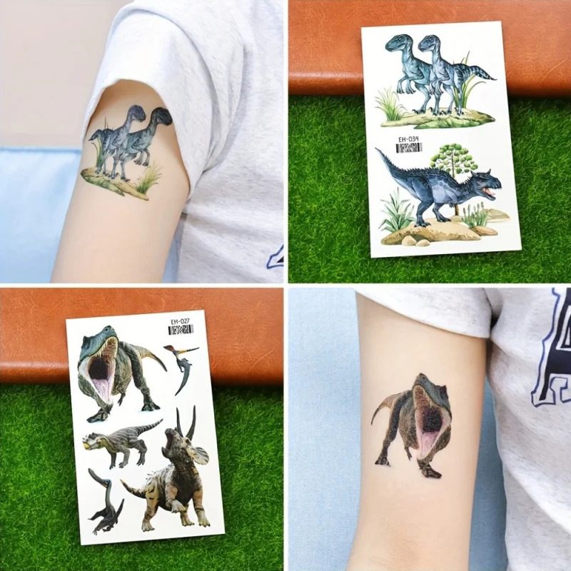 12 Zhang 3D Color Dinosaur Temporary Tattoo Sticker Realistic Various Dinosaur Patterns Waterproof and durable25Days 250619